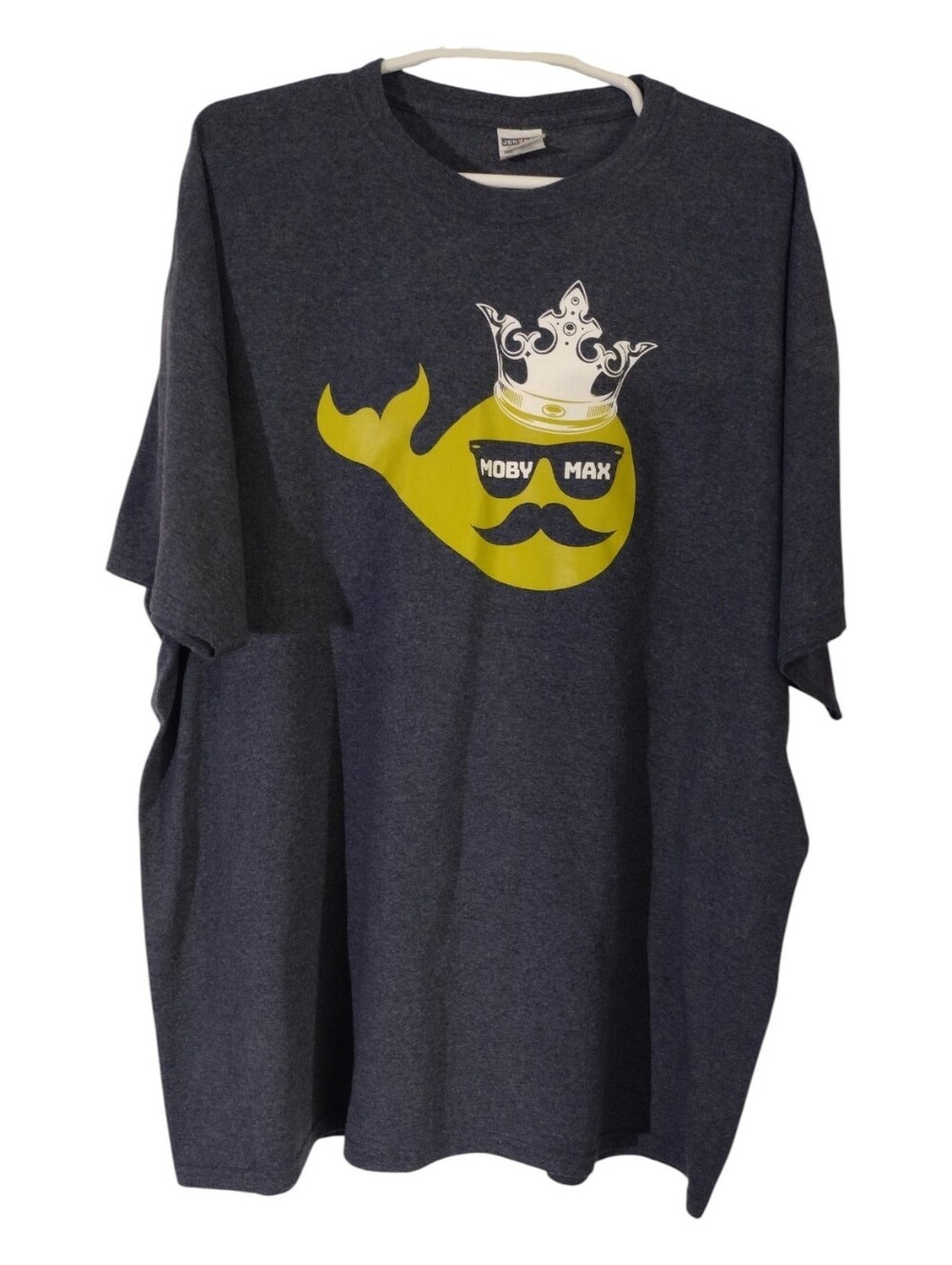Jerzees Women's Navy T-Shirt with Yellow Whale Crown Graphic